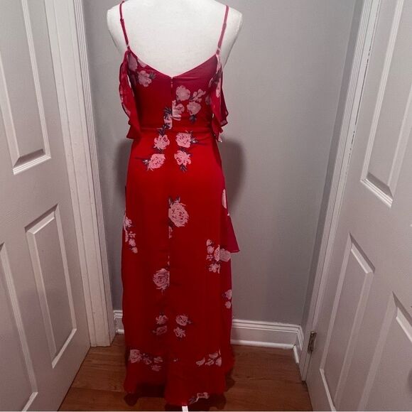 NWT Love in Bloom Red Floral Print Off-the-Shoulder High-Low Dress size small - Picture 11 of 13